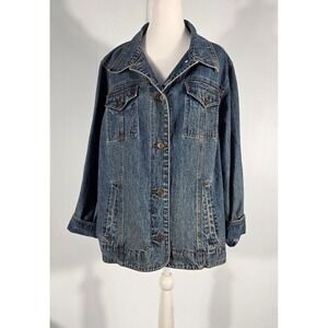 LA Blues Womens 1X Denim Jean Jacket Blue Cotton SIZE 1X